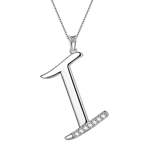 Initial Letter I Halskette für Frauen Mädchen 925 Sterling Silber Personalisierte Alphabet Name Anhänger Kristall CZ Schmuck Muttertag Valentinstag Weihnachten Geburtstagsgeschenk DP0284I von Aurora Tears