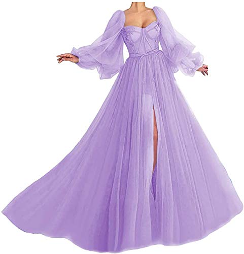 Aurora dresses Damen Abendkleider Ballkleider Puffy Sleeve Brautkleider Schatzhals Quinceanera Kleider Prinzessin Hochzeitskleider(Lavendel,34) von Aurora dresses