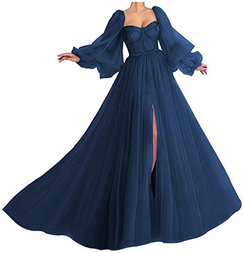 Aurora dresses Damen Abendkleider Ballkleider Puffy Sleeve Brautkleider Schatzhals Quinceanera Kleider Prinzessin Hochzeitskleider(Navy Blau,32) von Aurora dresses