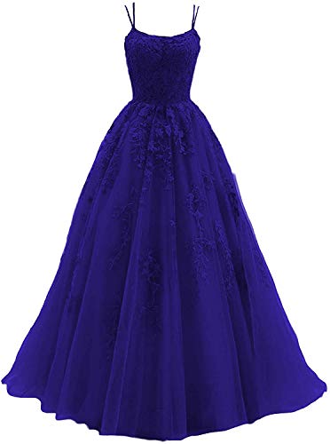 Aurora dresses Damen Abendkleider Lang Ballkleider Spitze Appliques Brautkleider Quinceanera Kleider Prinzessin Hochzeitskleider(Königsblau,38) von Aurora dresses