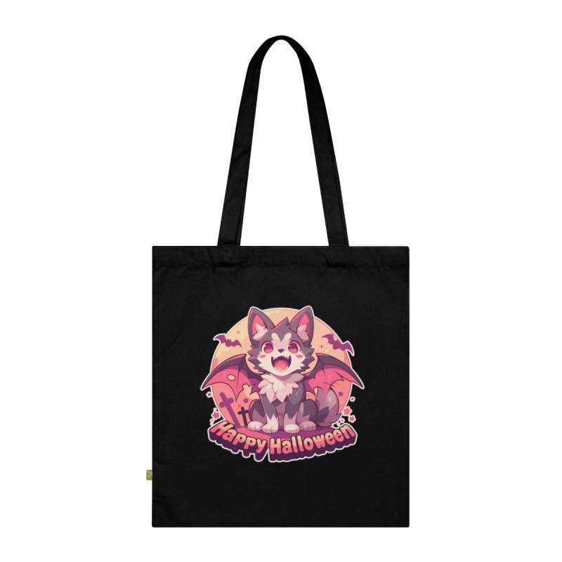 Halloween Tasche Aus 100 Prozent Bio-Baumwolle in Schwarz - Werwolf-Vampir-Fledermaus-Design Für Kinder Und Erwachsene Ki, Handbearbeitet von AuroraBird4u