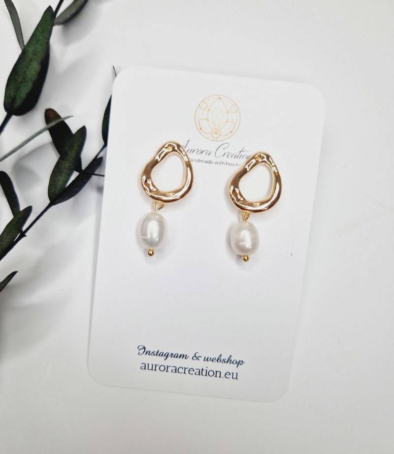 Barock Perlen Tropfen Ohrringe Edelstahl Hochzeitsschmuck von AuroraCreationEu