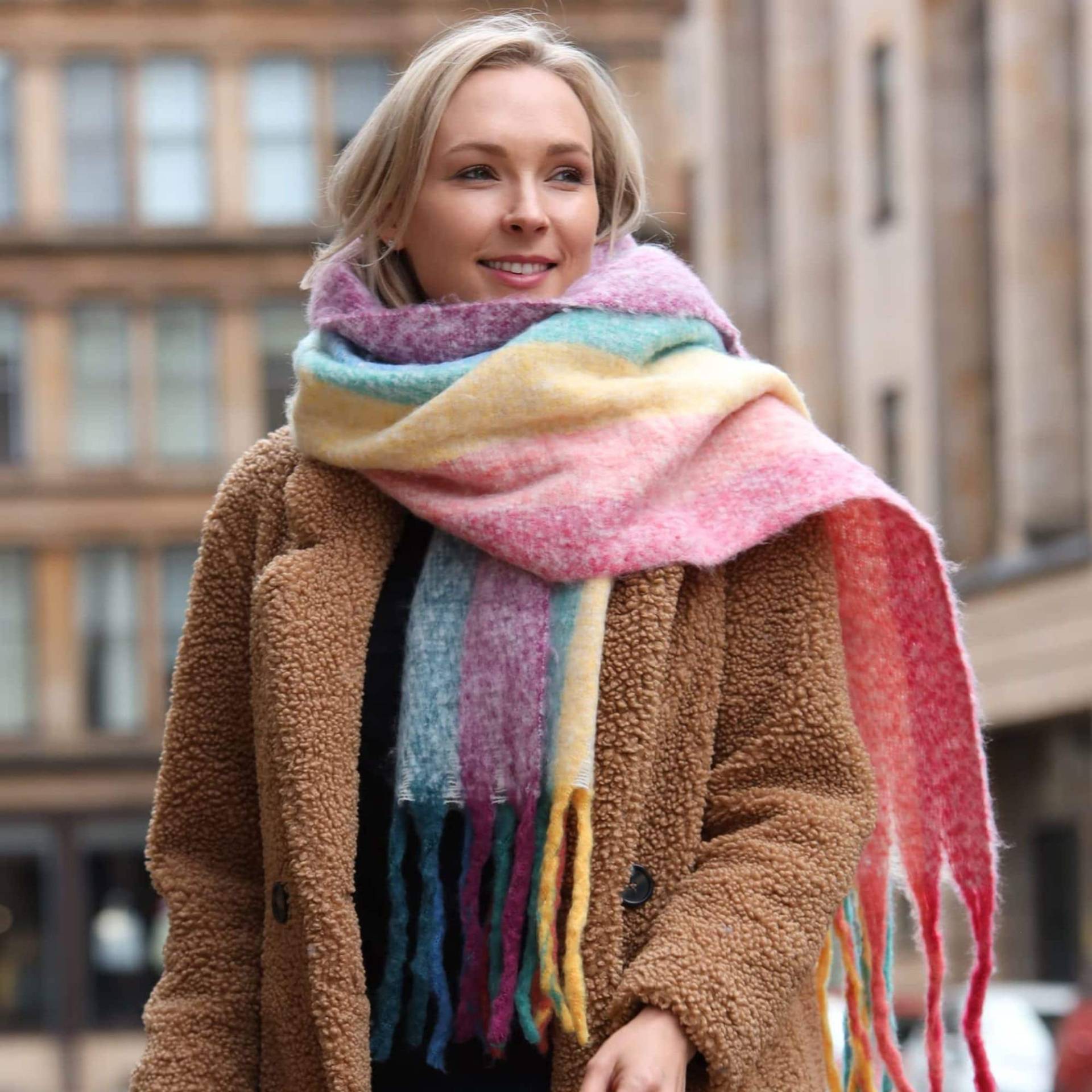 Decken Schal Frauen, Regenbogen Schal, Übergroße Warmer Winter Geschenk Für Sie von AuroraGraceDesign