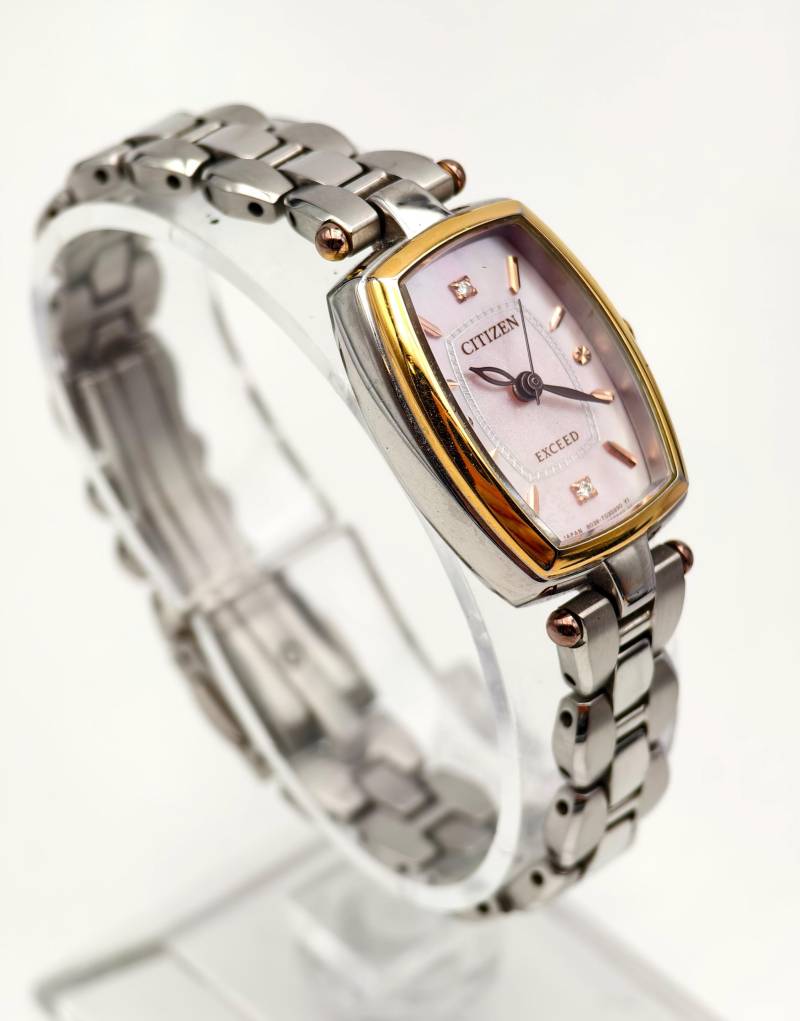 Citrin Exceed Damen Eco-Drive Solar Powered Two-Tone Armbanduhr 17.7 Mm Perlmutt Zifferblatt von AuroraVintageWatch