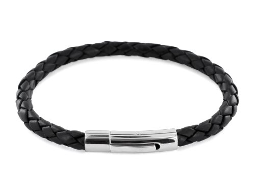 Auroris Echtleder-Armband geflochten 5mm mit Hebeldruckverschluss aus Edelstahl - Länge: 21cm / Farbe: schwarz Auroris Echtleder-Armband geflochten 5mm mit Hebeldruckverschluss aus Edelstahl - Länge: 21cm / Farbe: schwarz von Auroris