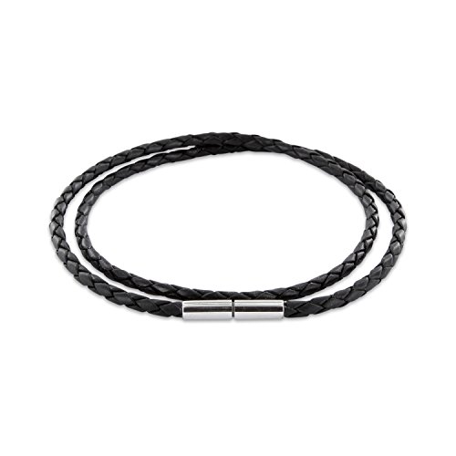 Auroris Echtleder Kette geflochten schwarz Dicke 3mm mit Tunnel-Drehverschluss aus Edelstahl/Länge: 50cm Auroris Echtleder Kette geflochten schwarz Dicke 3mm mit Tunnel-Drehverschluss aus Edelstahl/Länge: 50cm von Auroris