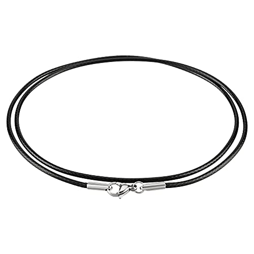 Auroris Kette aus Lederimitat mit Edelstahl Karabinerverschluss ohne Verbindungsring Farbe/Länge wählbar - schwarz / 42cm Auroris Kette aus Lederimitat mit Edelstahl Karabinerverschluss ohne Verbindungsring Farbe/Länge wählbar - schwarz / 42cm von Auroris