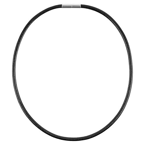Auroris Echtleder Kette schwarz Dicke 4mm mit Tunnel-Drehverschluss aus Edelstahl Länge 45 cm von Auroris
