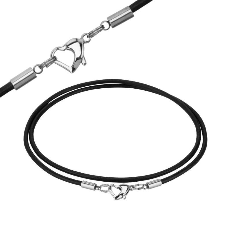Auroris Echtleder Kette Schwarz 2, 5mm Mit Herzförmigem Karabinerverschluss Aus Edelstahl von AurorisShop