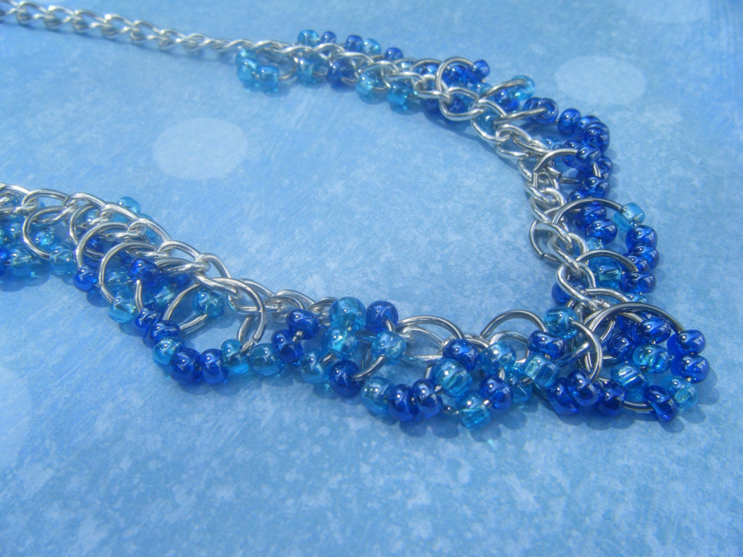 Blaue Kette Und Jump Ring Halskette Blaue Kette Und Jump Ring Halskette von AurosCrafts