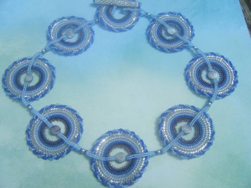 Fischgrät Blau Kreis Halskette Fischgrät Blau Kreis Halskette von AurosCrafts