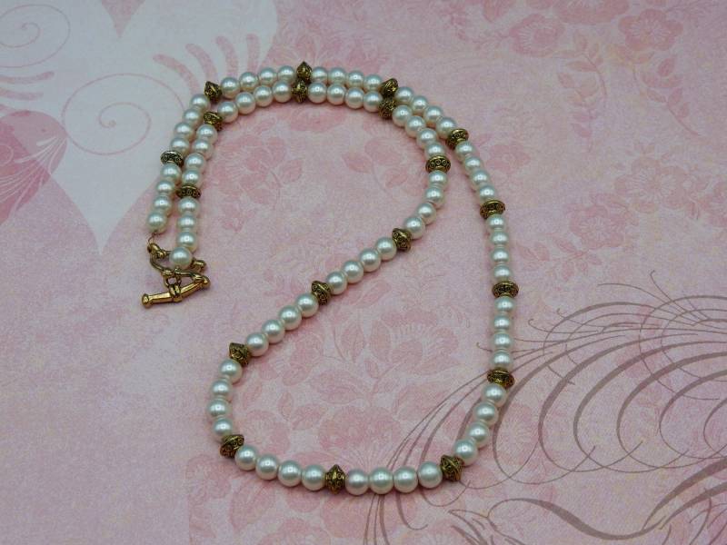 Gold Und Rosa Perle Halskette von AurosCrafts