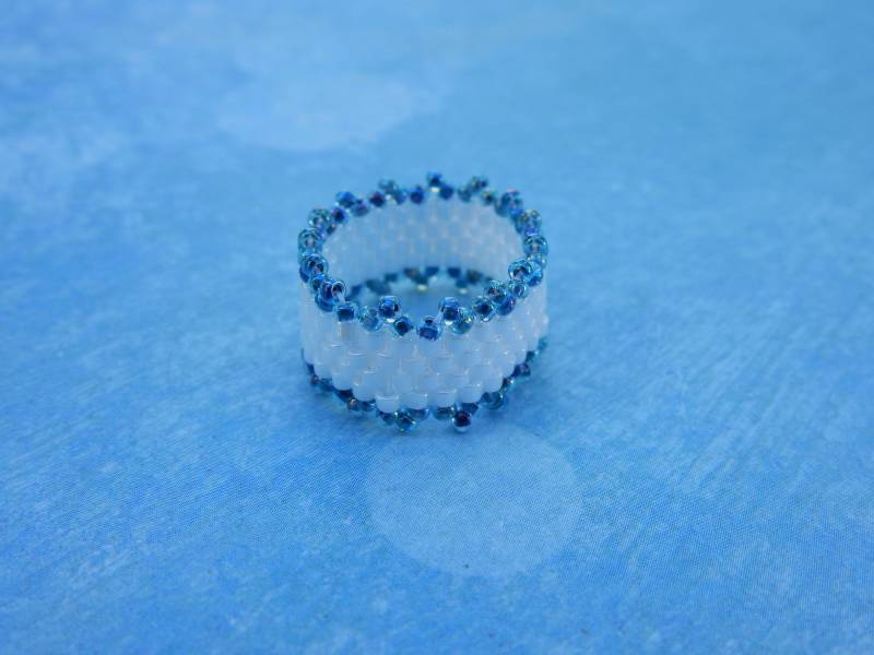 Midi Ring Perle Arbeit Petrol Und Weiß Midi Ring Perle Arbeit Petrol Und Weiß von AurosCrafts