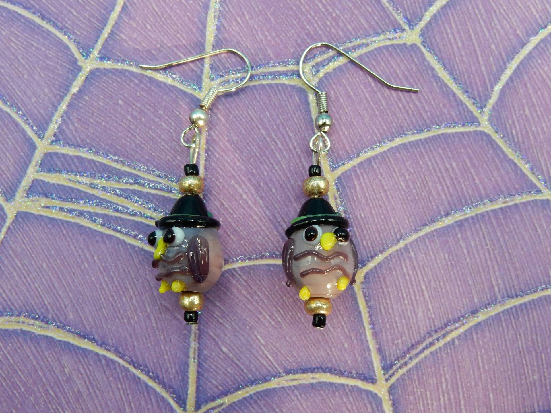 Ohrringe Halloween Eule Lampwork Glas Ohrringe Halloween Eule Lampwork Glas von AurosCrafts