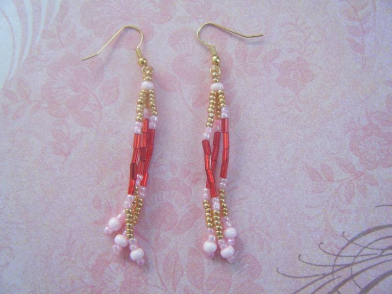 Rot, Gold Und Rosa Ohrringe von AurosCrafts