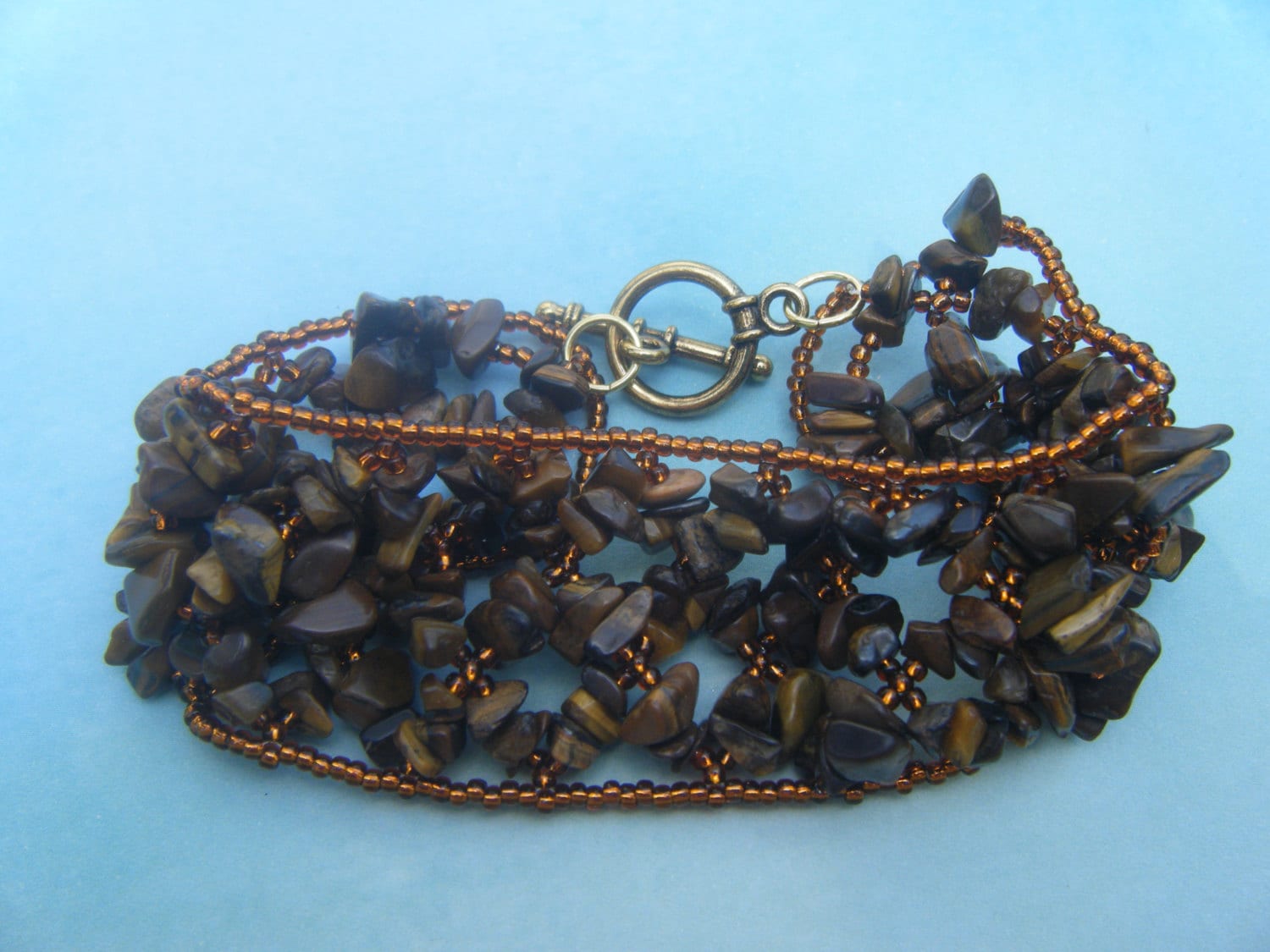 Tiger Auge Netted Stein Chip Armband Tiger Auge Netted Stein Chip Armband von AurosCrafts