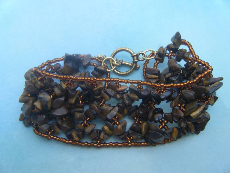 Tiger Auge Netted Stein Chip Armband Tiger Auge Netted Stein Chip Armband von AurosCrafts