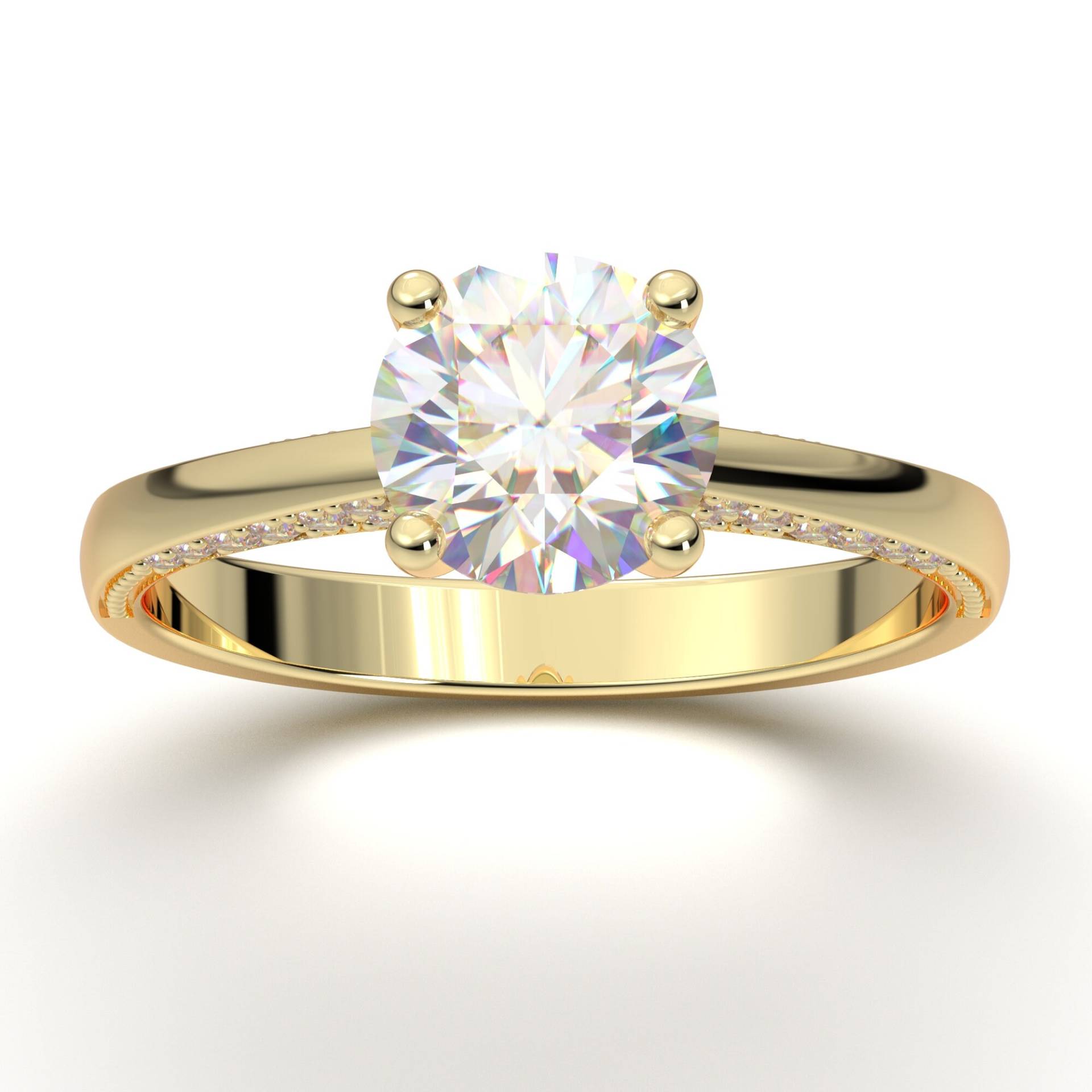 Cluster Verlobungsring, 14K Gelbgold Ring, Moissanite Ring Für Frauen, Minimalist Sie, Diamant Ehering, Versprechen Brautring von AurosiJewelsClassic