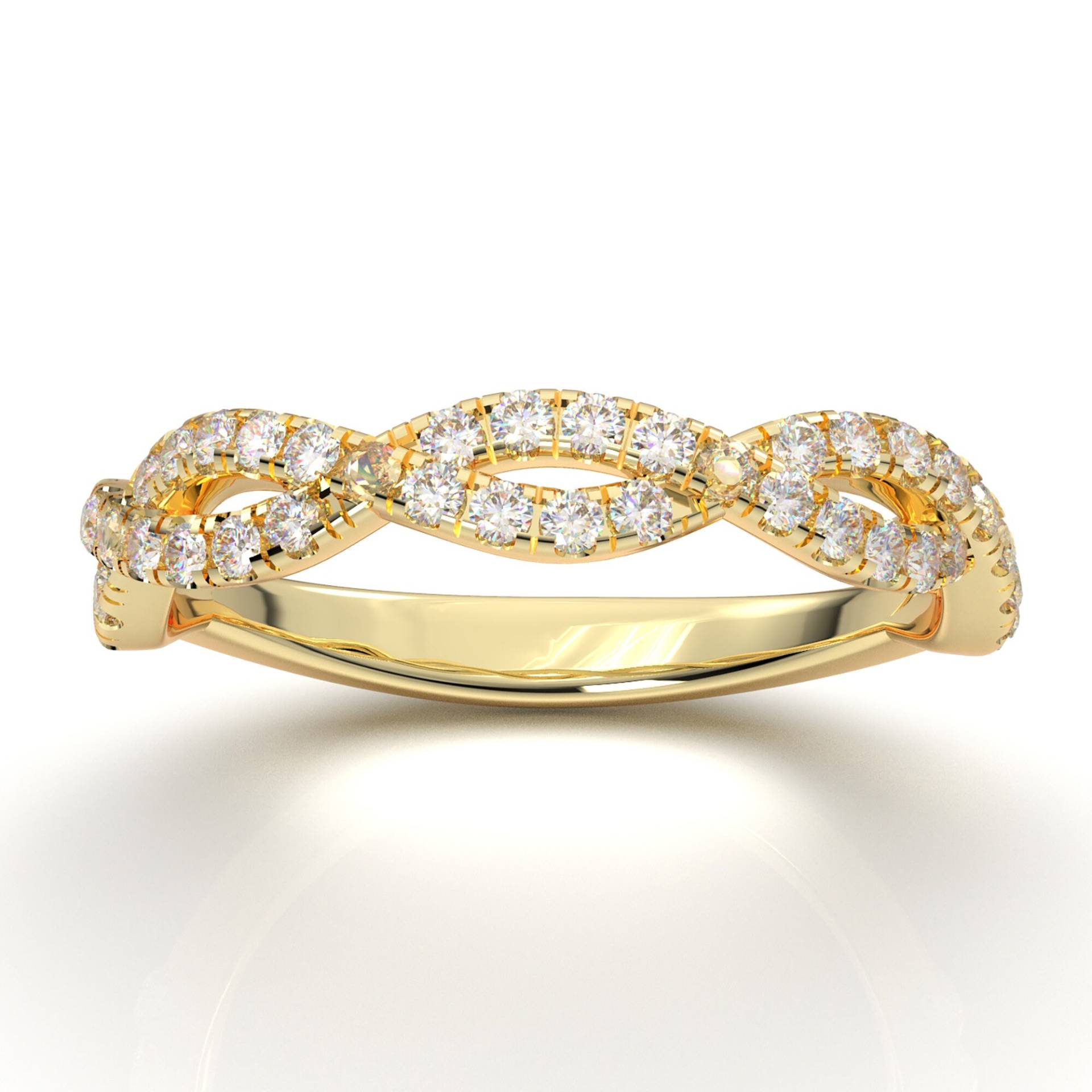 Massiver Gold Moissanite Ehering, Zierlicher Crossover Ring, Infinity Verlobungsring, Jubiläumsring Für Sie von AurosiJewelsClassic