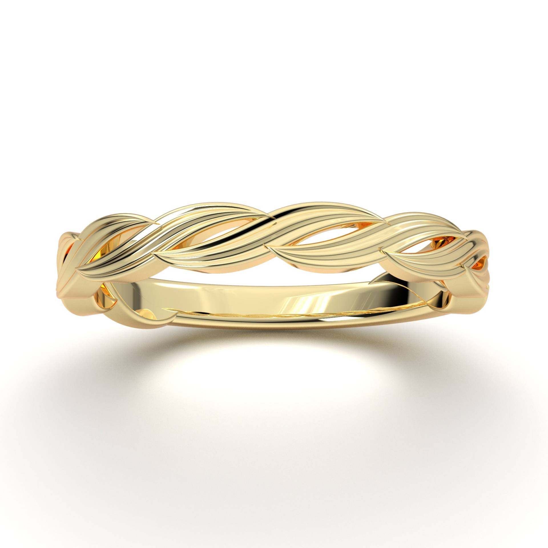 Unendlich Ehering, Gelb Gold Eternity Band, Twisted Zarte Einzigartige Ring, Braut Zierliche Stapel Versprechen Ring Jahrestagsgeschenk Für Sie von AurosiJewelsClassic