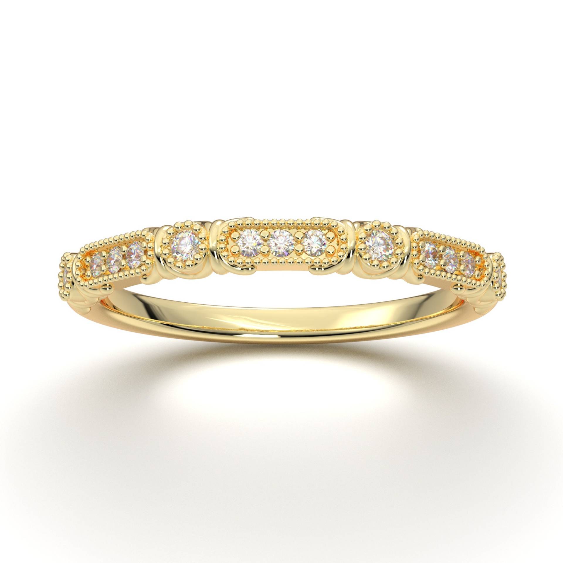 14K Gelb Gold Ring Für Frauen, Ehering, Vintage Art Deco Band, Stapelring, Diamant Passender Ring, Jubiläumsring von AurosiJewelsCouture