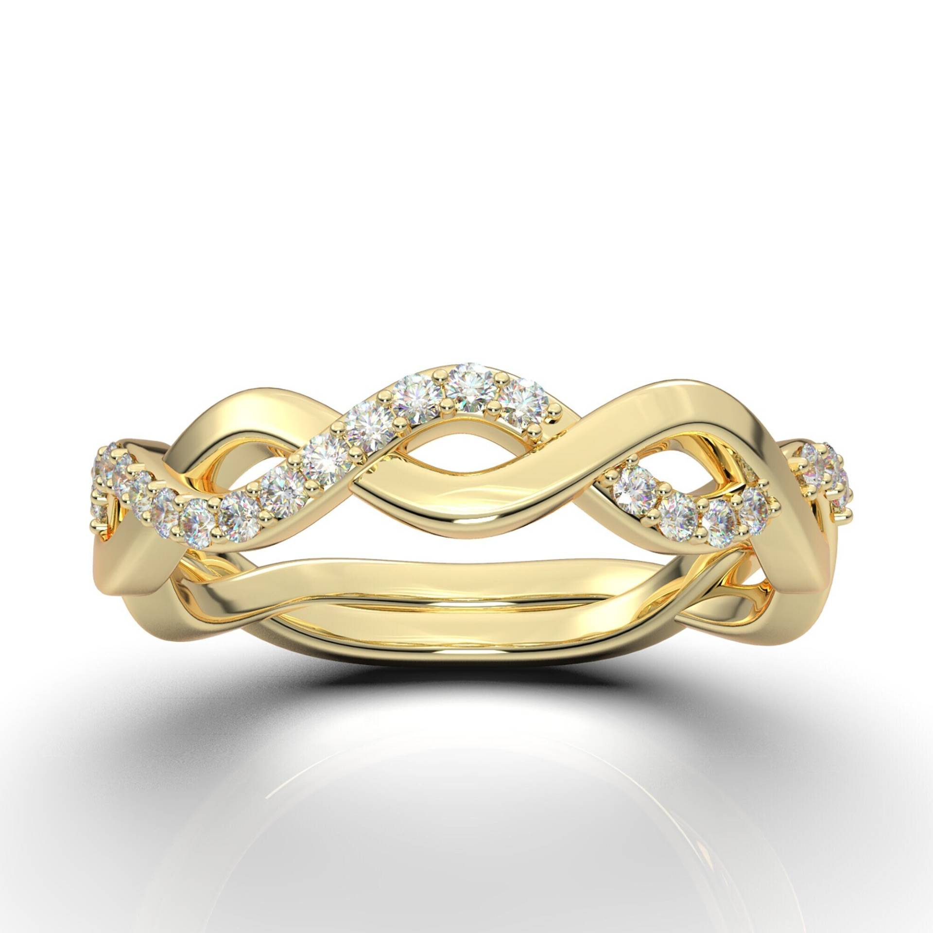 Unendlich Diamant Ehering, Zierlicher Twist Halb Eternity Ring, Vine Verlobungsring, Stapelbarer Versprechensring, Jubiläumsring von AurosiJewelsCouture