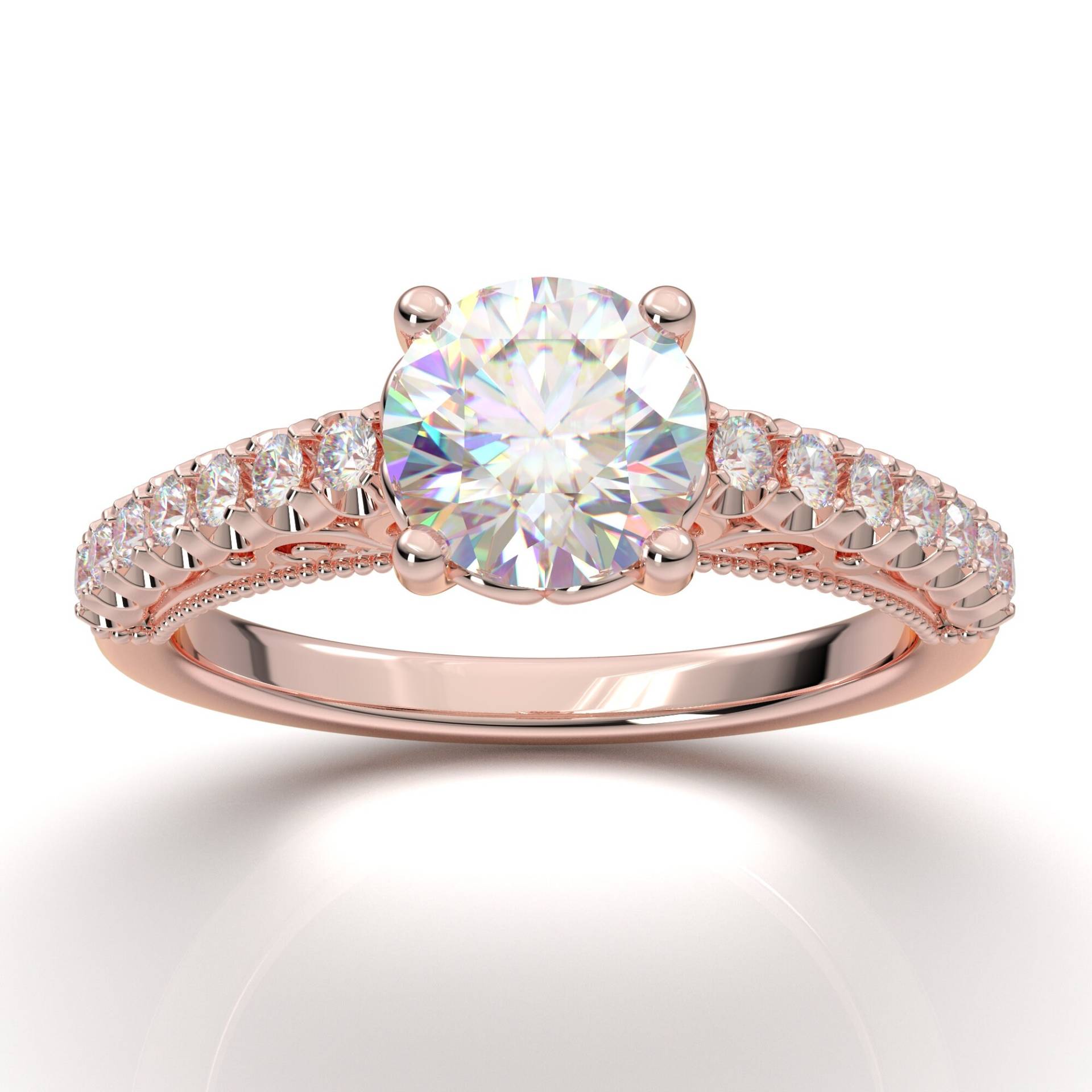 Verlobungsring Für Frauen, Rose Gold Diamant Ring, Vintage Inspiriert Art Deco Moissanite Versprechen 1 Karat Jahrestag Geschenk von AurosiJewelsCouture