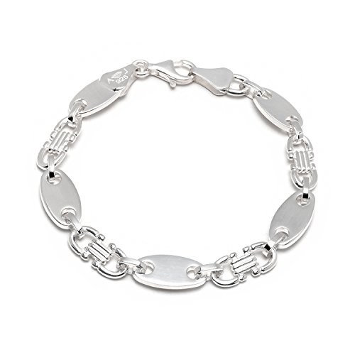 Aurum Jewelry 925 Silber Plattenarmband 10mm 23cm - Luxuriöses Unisex Armband mit Karabinerverschluss in Silber von Jewelry Aurum