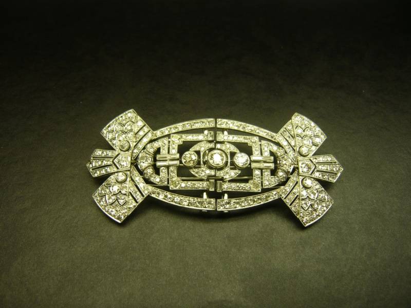 Einzelstück - Exklusiv Mit Originalzertifikat Von 1915. Vintage Art Deco Brosche 1915 in Platin Alten Diamanten Im Brillantschliff von AurumGioielli