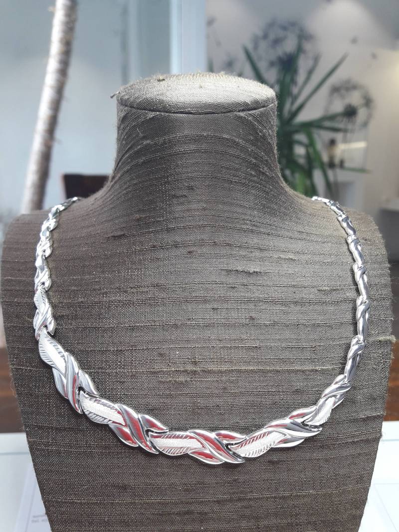 Kasten-Halskette Aus 18 Karat Weißgold, Poliert Und Satiniert von AurumGioielli