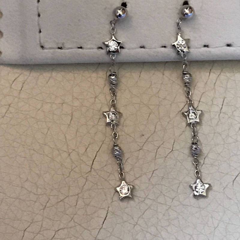 Ohrhänger Aus 18 K Weißgold Mit Sternen Und Zirkonen von AurumGioielli