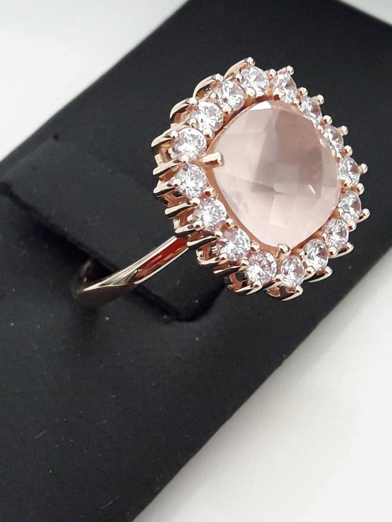 Roségoldener Ring Mit Rosenquarz von AurumGioielli