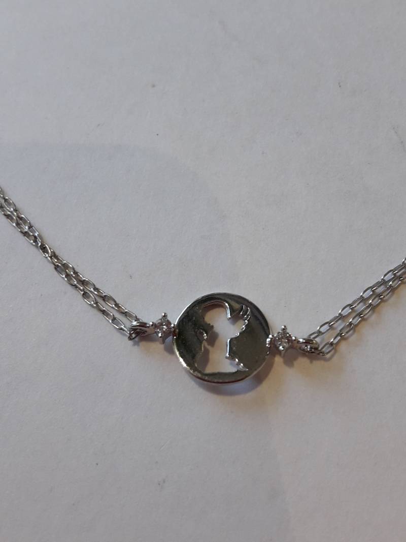 Weißgold Armband Mit Zentralen Runden Engel von AurumGioielli