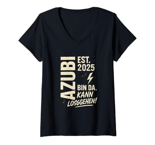 Damen Azubi Est. 2025 Bin Da. Kann Losgehen! T-Shirt mit V-Ausschnitt Damen Azubi Est. 2025 Bin Da. Kann Losgehen! T-Shirt mit V-Ausschnitt von Ausbildungsbeginn Ausbildung Spruch Sprüche Lehr