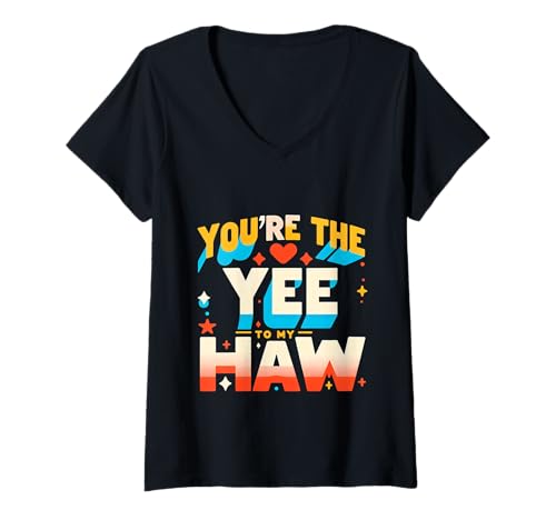 Damen You're The Yee to My Haw Süßes Ehepaar |- T-Shirt mit V-Ausschnitt von Ausdrucksstarke Paarliebe