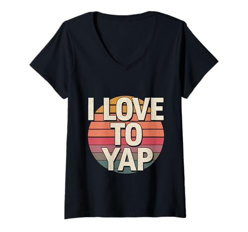 Damen I Love to Yap Talkative Extrovert Personality - T-Shirt mit V-Ausschnitt Damen I Love to Yap Talkative Extrovert Personality - T-Shirt mit V-Ausschnitt von Ausdrucksstarker, extrovertierter Kläffer