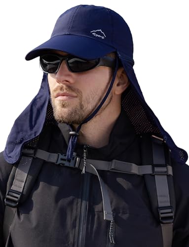 Ausing Angelhut Faltbarer Abnehmbarer Nackenklappe Tragbar Wander-Cap Marineblau von Ausing