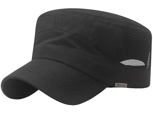 Ausing Army Cap Herren UV-Schutz Mütze Sportmütze Wandern Atmungsaktive Outdoor Mütze Schwarz von Ausing