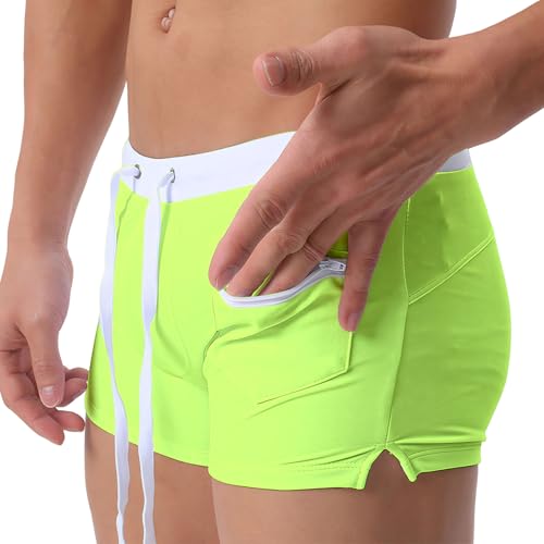 Ausing Badehose Herren Eng Kurz Badeshorts mit Tunnelzug Schwimmhose Wassersport Swimming Trunks Surfen EU L von Ausing