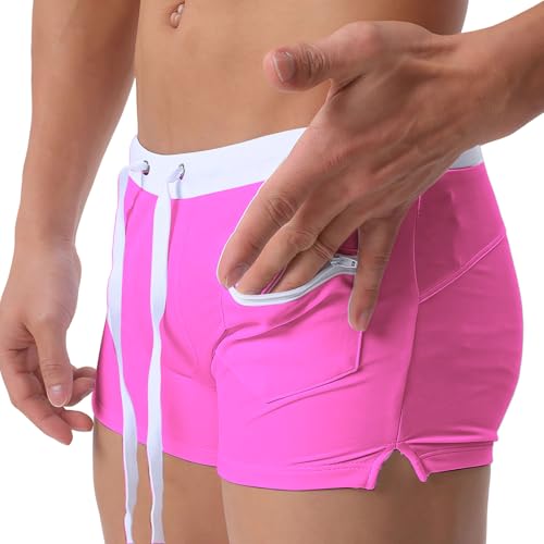 Ausing Badehose Herren Eng Kurz Badeshorts mit Tunnelzug Schwimmhose Wassersport Swimming Trunks Surfen EU M von Ausing