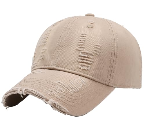 Ausing Baseball Cap Herren Basecap Herren Vintage Used Look Baseball Cap Sonnenhüte Schnell Trocknend Sonnenschutz Unisex Outdoor Beige von Ausing