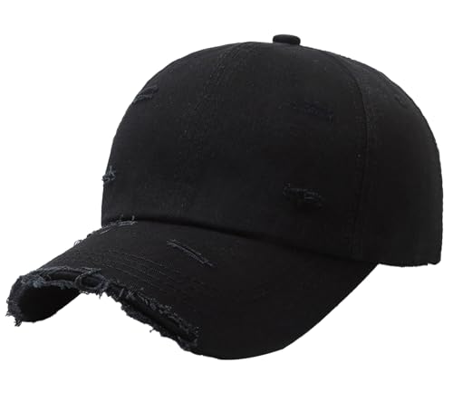 Ausing Baseball Cap Herren Basecap Herren Vintage Used Look Baseball Cap Sonnenhüte Schnell Trocknend Sonnenschutz Unisex Outdoor Schwarz A von Ausing