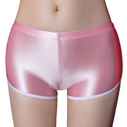 Ausing Boxer Briefs Slip Damen Glanz Boxershorts String Tanga Stretch Damen Unterwäsche Hotpants Wetlook Rosa M von Ausing