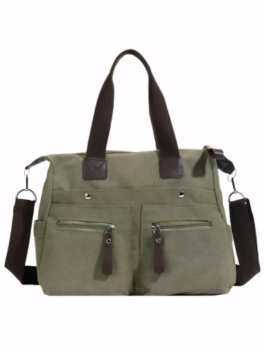 Ausing Crossbody Bag Damen Groß Handtasche Damen Groß Mehreren Fächern Vintage Stil Arbeit Grün von Ausing