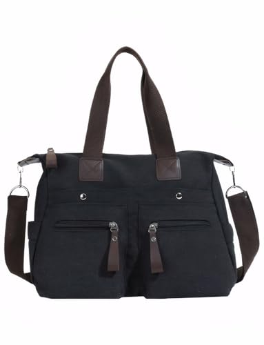 Ausing Crossbody Bag Damen Groß Handtasche Damen Umhängetasche mit Reißverschluss Arbeit Reisen Schwarz von Ausing