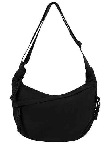 Ausing Crossbody Bag Damen Halbmond Tasche Damen Handtasche Verstellbarer Schulterriemen Schwarz von Ausing