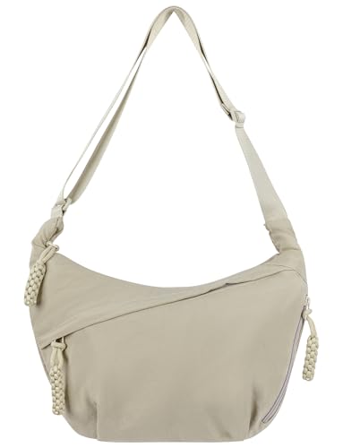 Ausing Crossbody Bag Trendige Mittelgroße Halbmondtasche Umhängetasche Damen Langlebig Weiß von Ausing