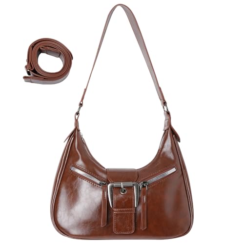 Ausing Damen Umhängetasche Y2K Handtasche Leichte Umhängetasche mit Mehreren Fächern Leicht Tragbar Elegant Braun von Ausing