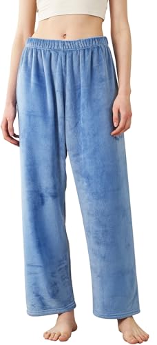 Ausing Damen Winter Pyjamahose Lang Warm Sherpa Fleece Lounge Hose Flauschig Elastische Taille Haushose Thermohose Schlafhose EU S von Ausing