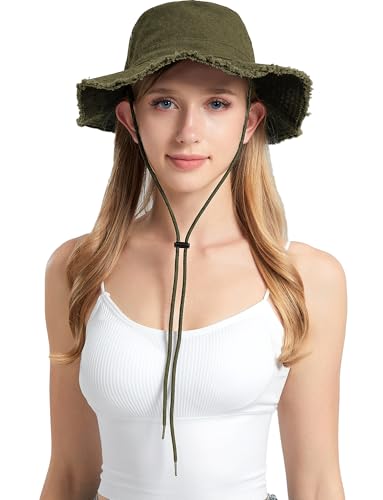 Ausing Fischerhut Damen Sonnenhut Damen UV Schutz Atmungsaktiver Anglerhut Grün von Ausing